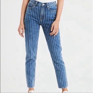 American Eagle High Rise Pinstripe Mom Jeans